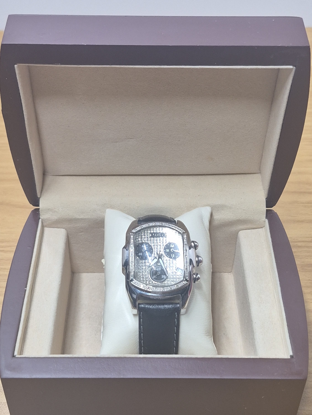 JoJino Joe Rodeo Diamond Chronograph Watch JL-07096 Genuine Hirsch Leather Strap